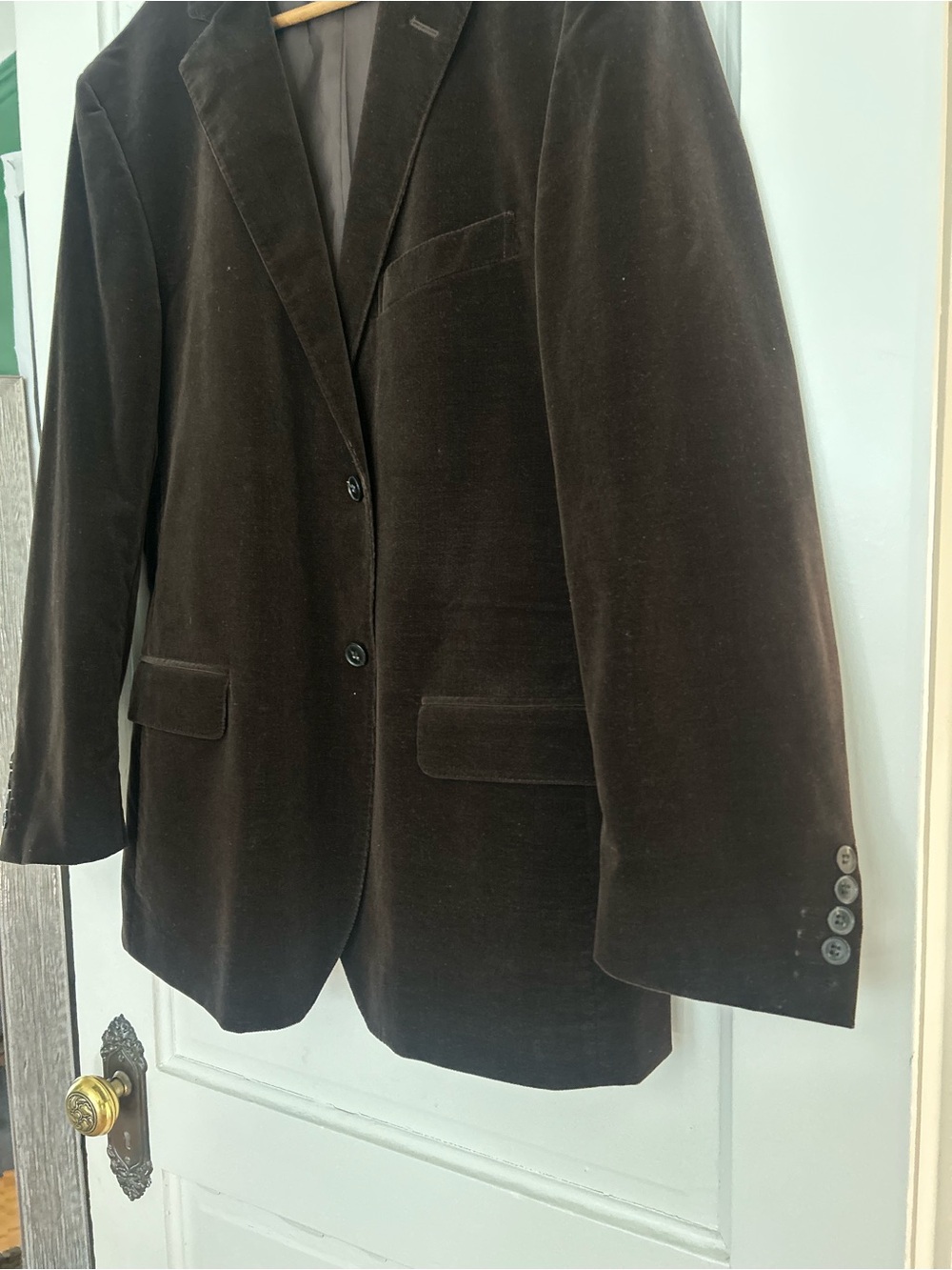 Men's Dark Brown Velvet Blazer - Two-Button Notch Lapel - Picture 3 of 13